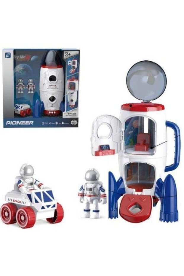 Space Exploration Rocket And Rover With 2 Astronaut Set