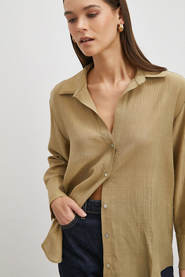 Kraşlı Gömlek Haki - 5