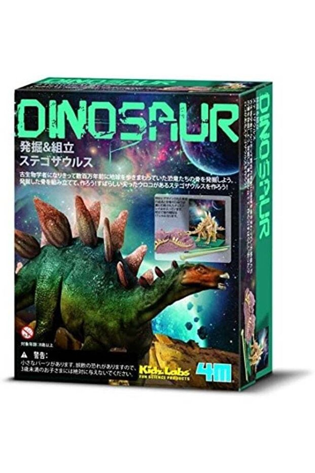 4M KidzLabs Stegosaurus Skeleton Excavation Kit – Dig & Assemble 8" Dino Bones from Plaster Block