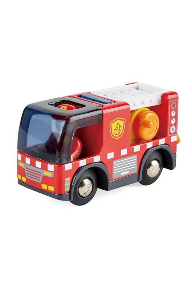 Hape Fire Truck with Siren & Movable Ladder | 2-Piece Fireman Toy Set with Light & Sound | Imaginat