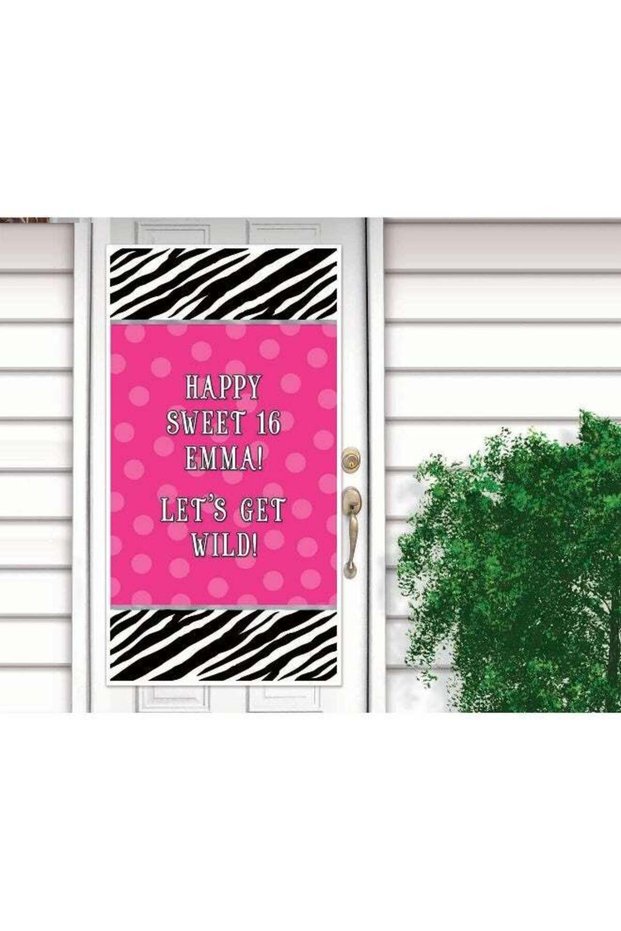 Zebra Party Personalized Door Decoration 65 x 33in