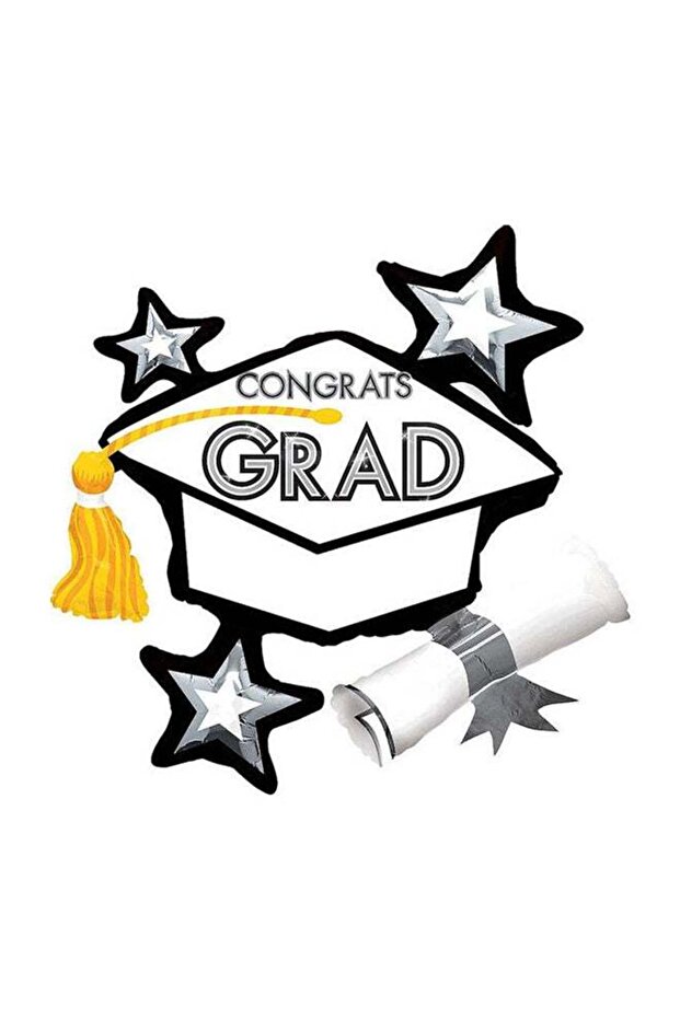 Congrats Grad White Cluster SuperShape Balloon Decorations Party Supplies