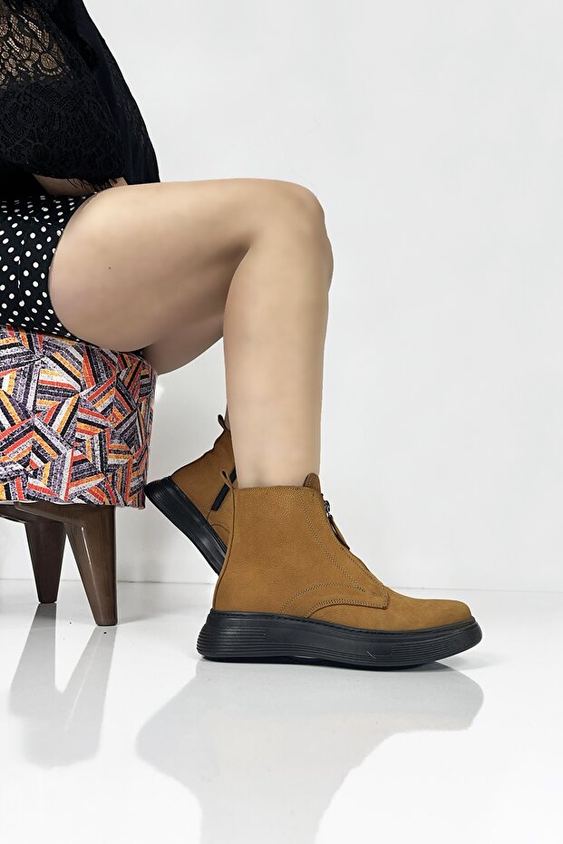 Genuine Leather Women's Daily Zippered Boots Dc2628