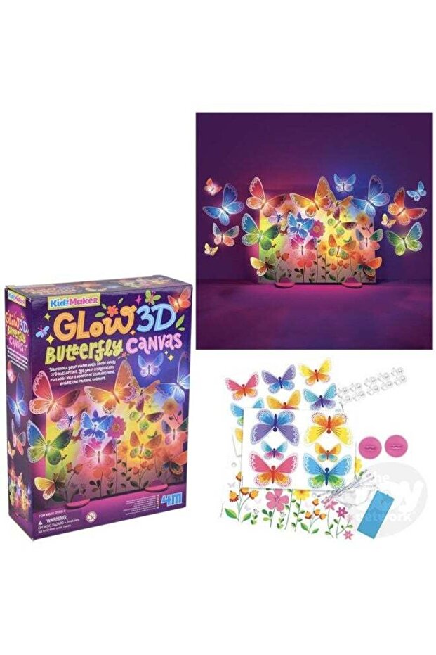 4M KidzMaker Glow 3D Butterfly Canvas Art & Craft Kit