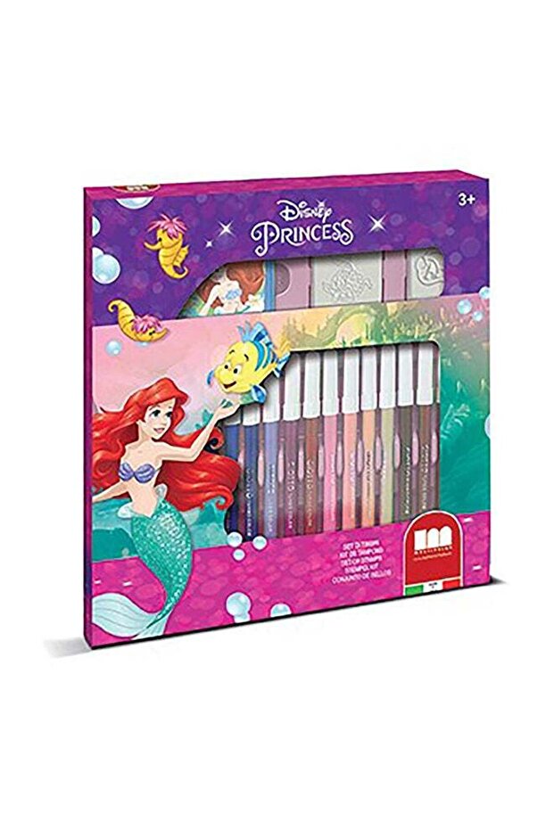 Little Mermaid 18 Felt-Tip Pens Set Premium Italian Art Kit With 2 Stamps And Ink Pad