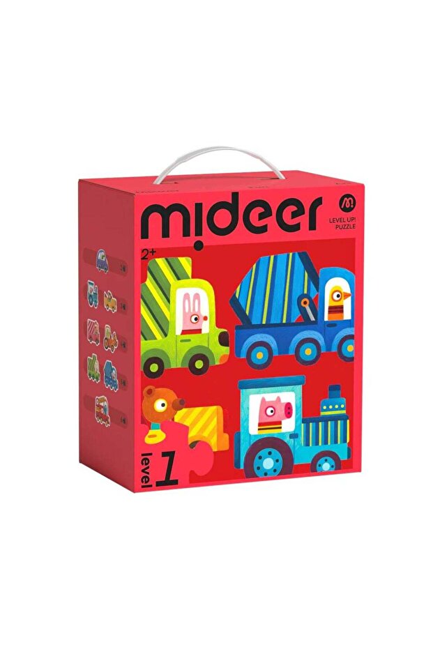 Level Up! Puzzles with Storage Bag – Level 1: Animals & Vehicles (2 to 6 Pieces) | 18 Progressive P