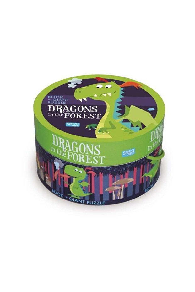 Sassi Book And Giant Puzzle Round Box Dragons In The Forest