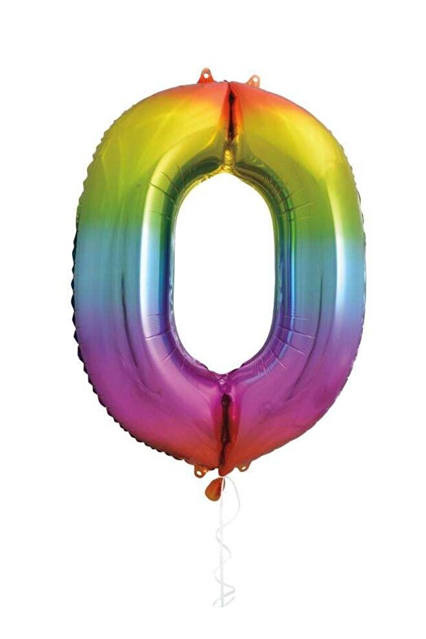 34" Giant Rainbow Number 0 Foil Balloon