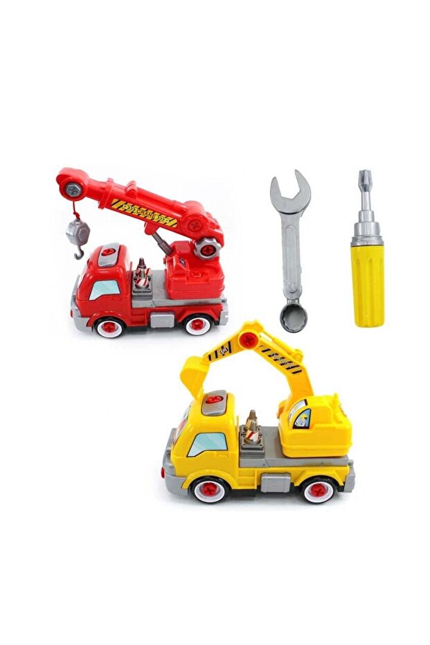 Plastic Road Construction Excavator + Crane Toy With Net Ages 3+ Building Adventures, One Play at a