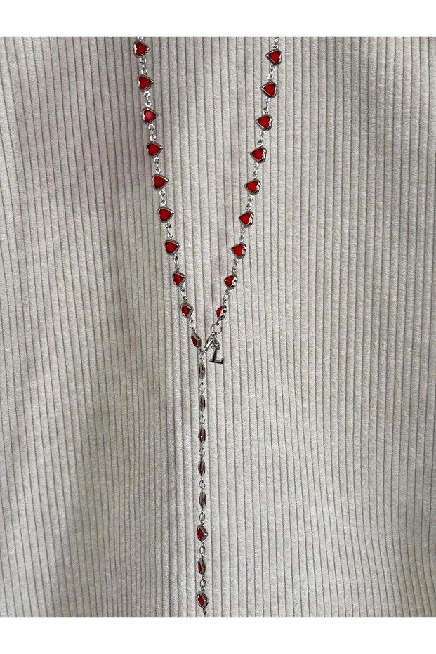 Red Heart L Letter Women's Y Necklace