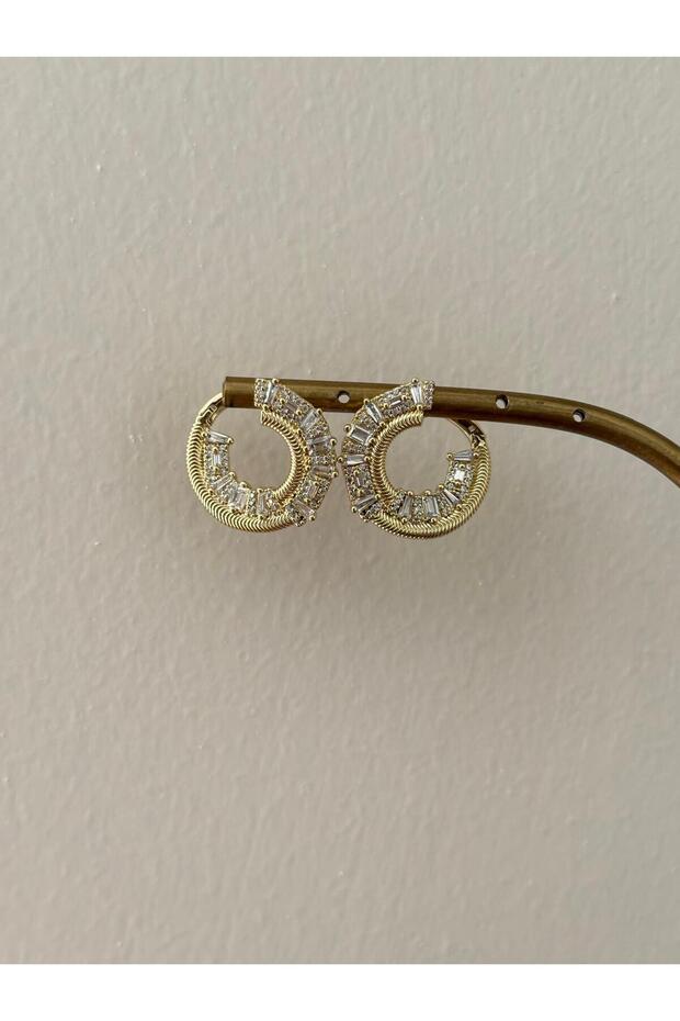 Special Series Xp Baguette Stone French Model Gold Design Earrings