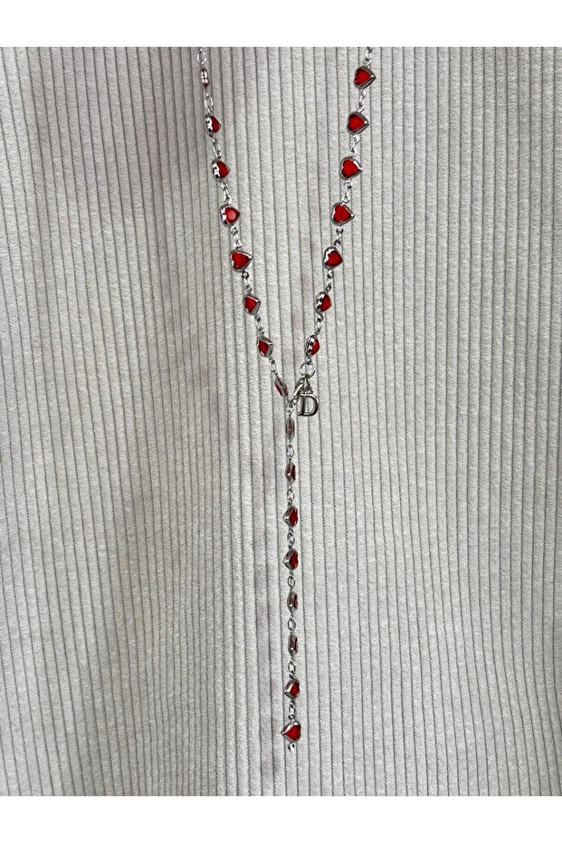 Red Heart Letter D Women's Y Necklace