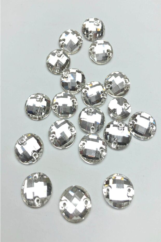 Pack of 50 Round Crystal Acrylic Beads (8 Mm, 2 Holes) B:104