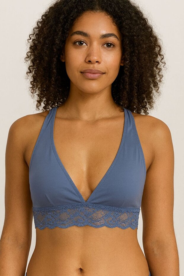 Blue Back Detail Full Lace Bralet Ds200457Br
