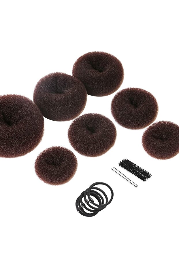 Donut Hair Bun Maker (Dark Brown) Set of 7 Pieces