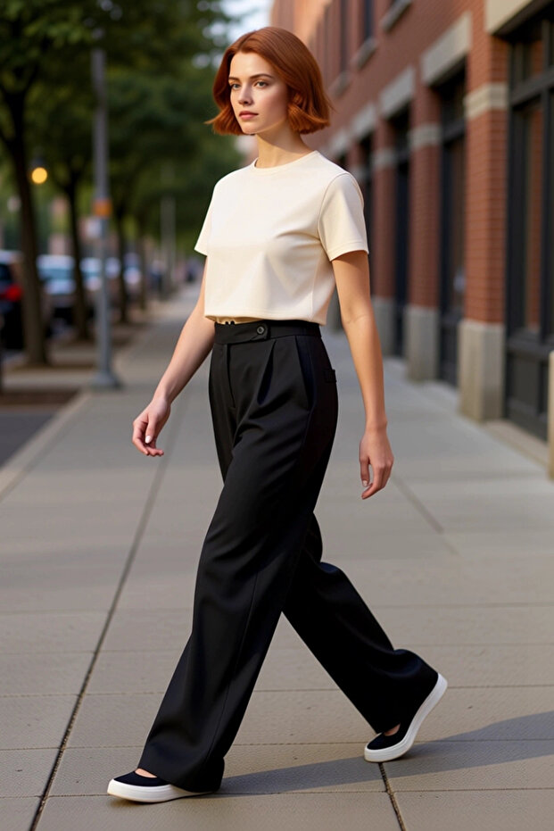 Women Wide Leg High Waist Woven Pants Functional Durable Quality Comfortable Modern