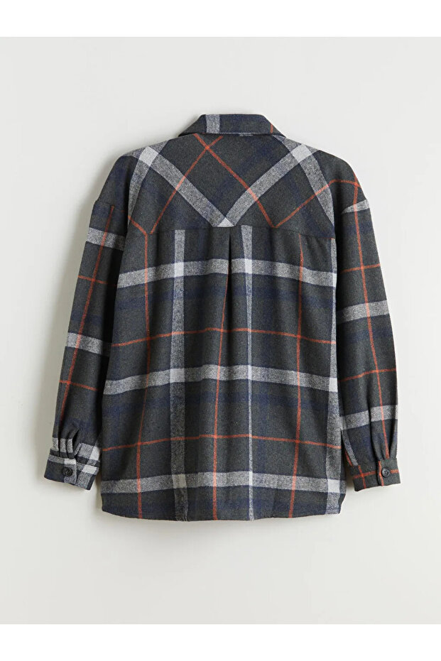 Lcw Vision Green Plaid Oversized Women's Lumberjack Shirt Jacket