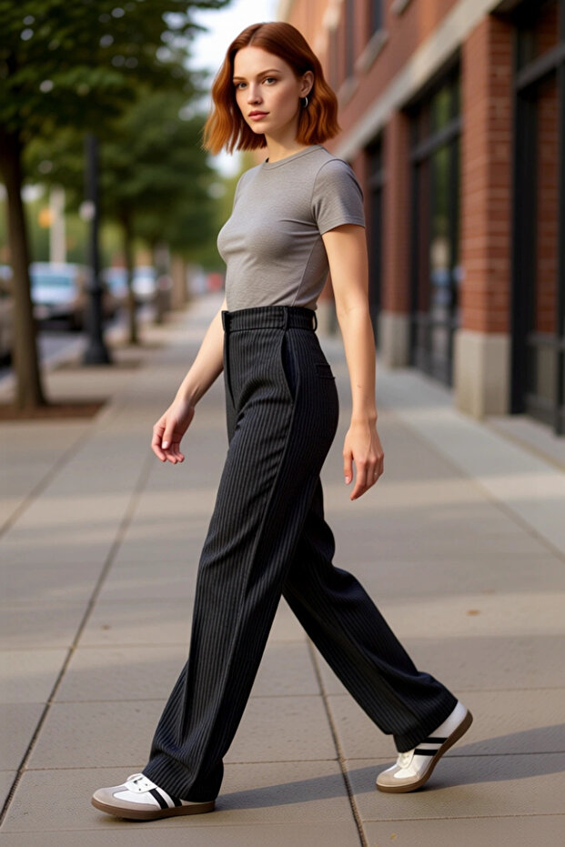 Women's Winter Striped Wide Leg Pants Functional Durable Quality Comfortable Aesthetic Stylish