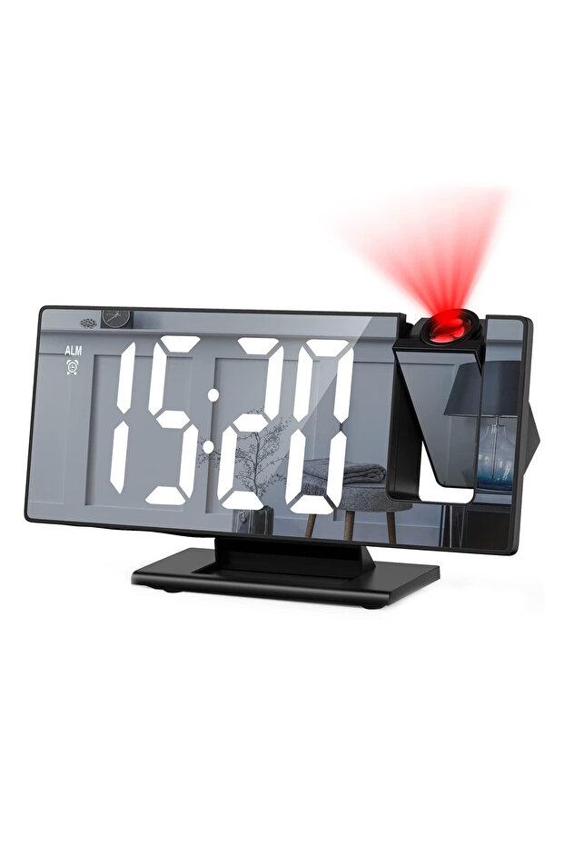 Multifunctional LED clock with projection, Zggzerg, Mirror style, Alarm, LCD temperature display - 1