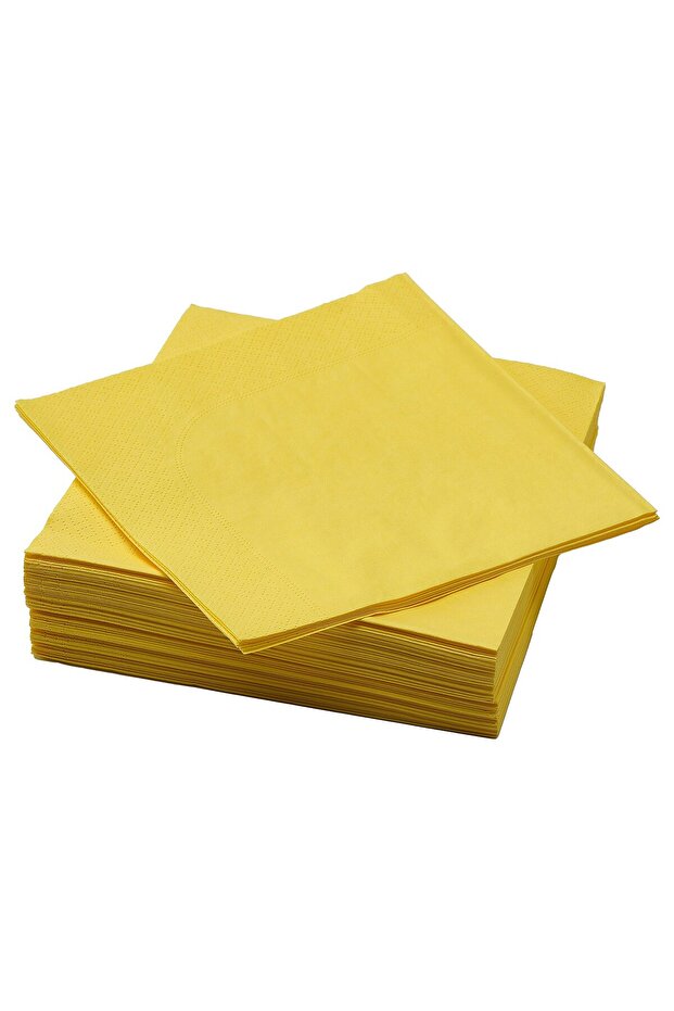 منديل ورقي، أصفر، 40 × 40 سم