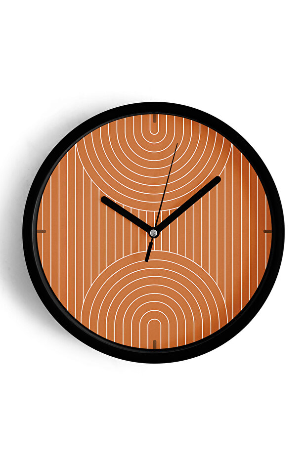 Reflective Modern Design Wall Clock - 42cm - Black Case with Glass Front - Silent Mechanism