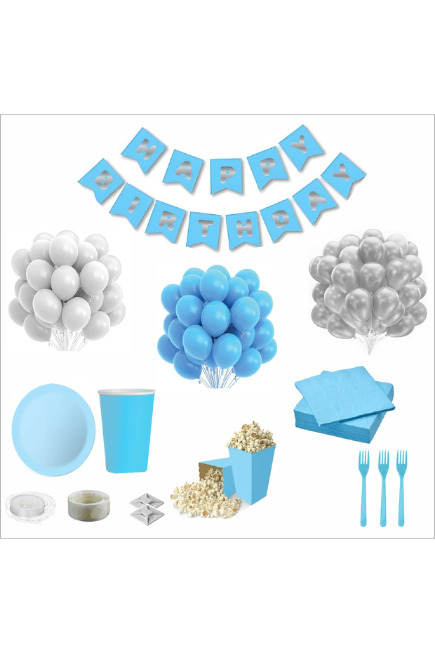 Blue and White 8-Person Birthday Set