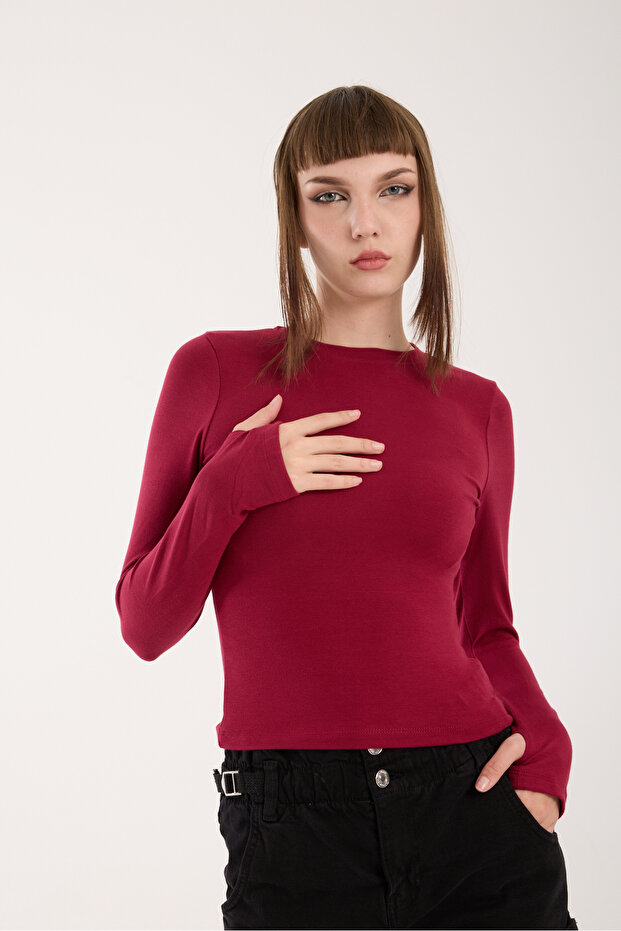 Women's Crew Neck Fingerless Bodysuit