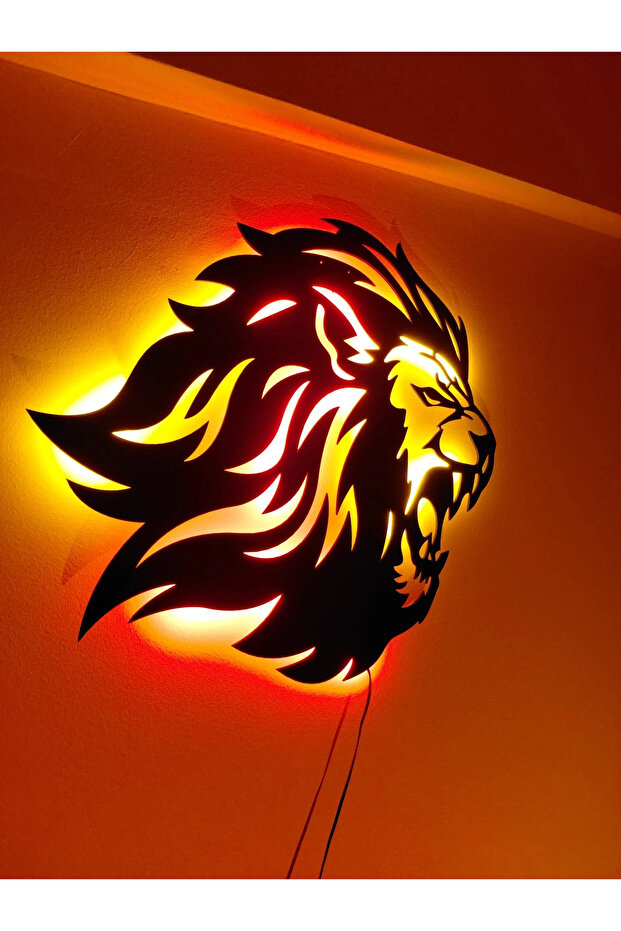Aslan Led Işıklı Ahşap Tablo - 2