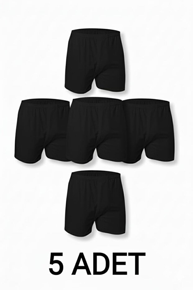 5 Pieces Black 100% Cotton Comfortable Cut Men's Long Underwear Boxer