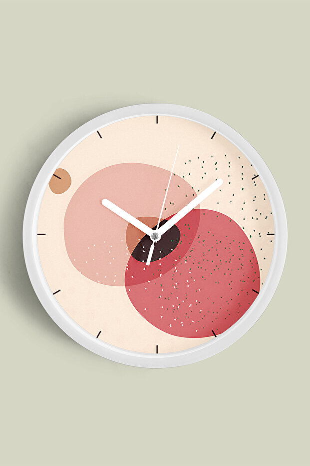 ساعة حائط حديثة بتصميم تجريدي - 25 سم - هيكل أبيض مع زجاج أمامي - آلية صامتة