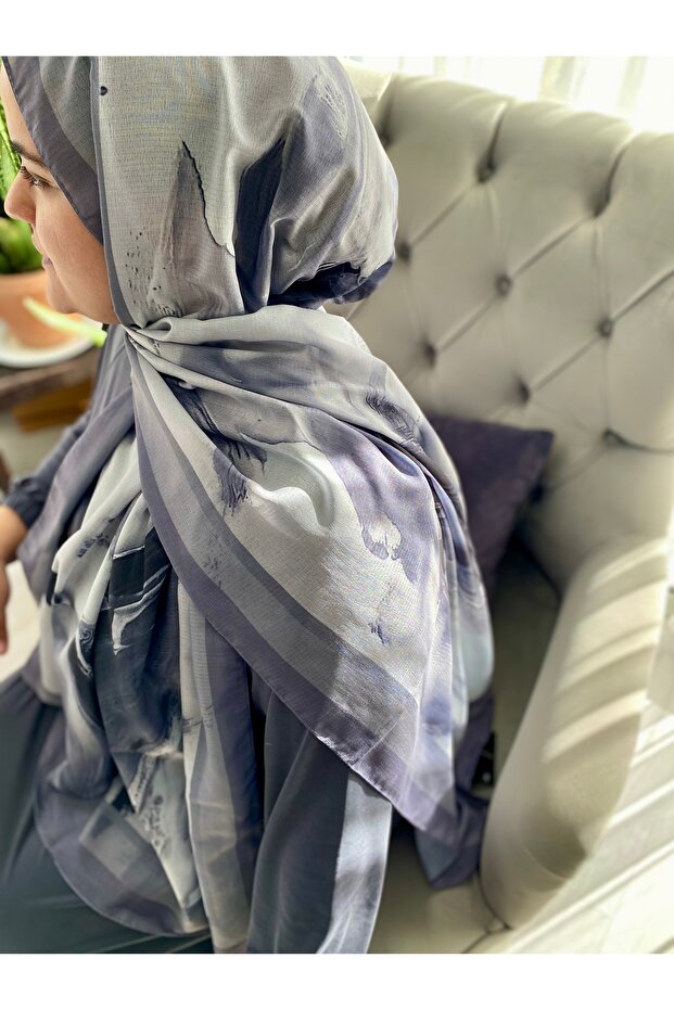 Dalgalı Soyut Desenli Şal - 5