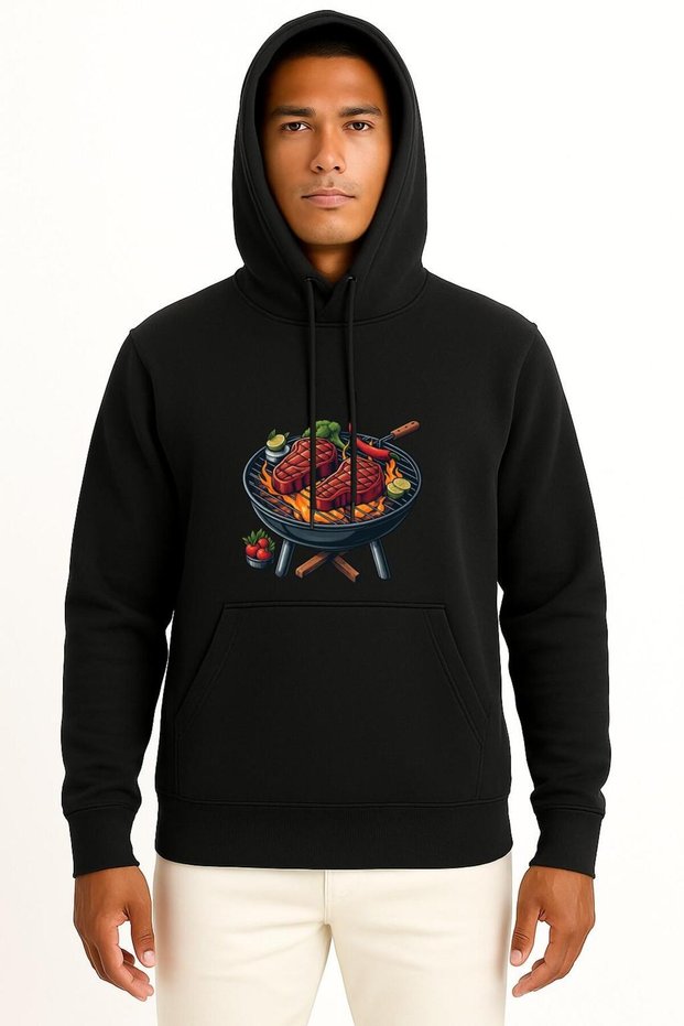 Hooded Grilled Steak on the Grill Breast Printed Unisex Sweatshirt