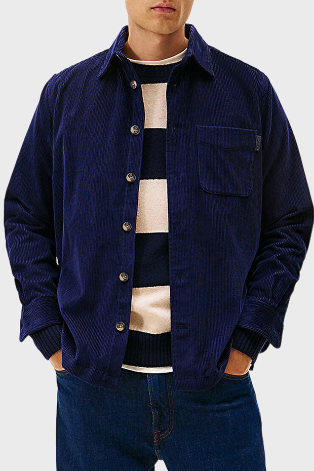 Cotton Relaxed Fit Long Sleeve Velvet Shirt Men's Shirt Mw0Mw40489 Bcl