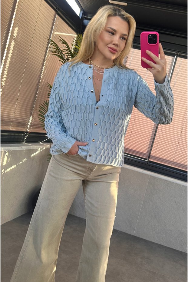 Blue Bürümcük Cardigan