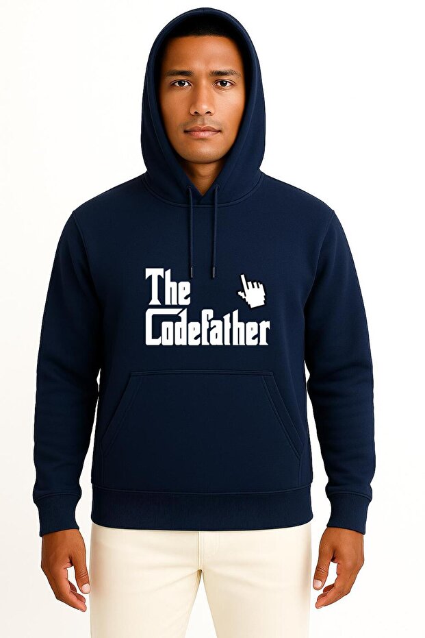 بغطاء رأس The Codefather - سويت شيرت مبرمج الكمبيوتر مطبوع للجنسين
