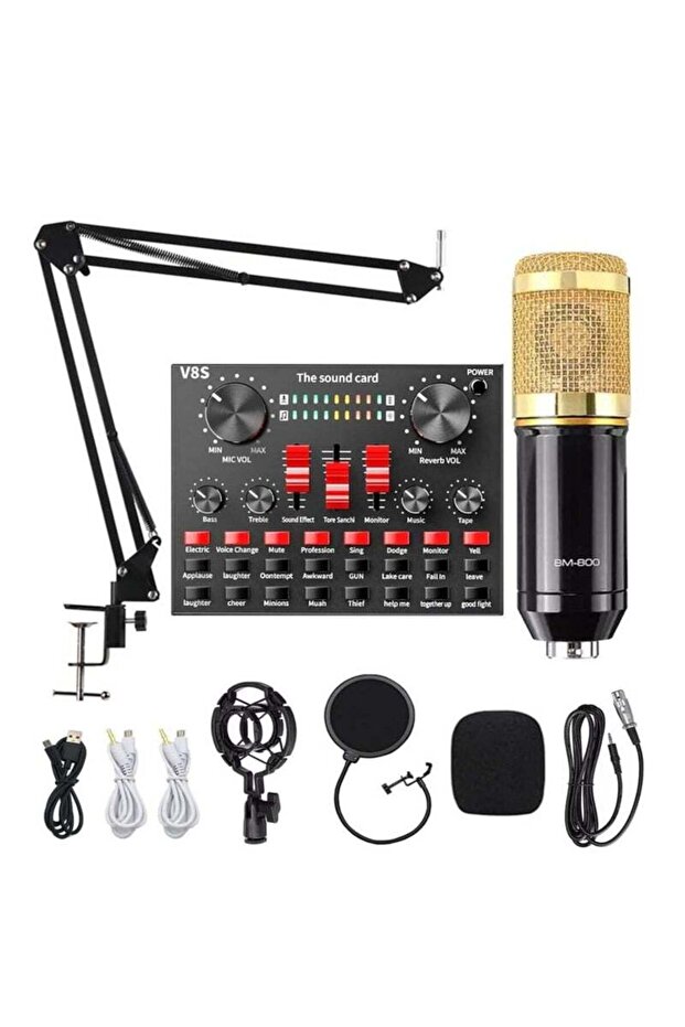 V8S Sound Card Upgraded VM-800 Condenser Microphone Set for Live Streaming, Karaoke and Voic - 2