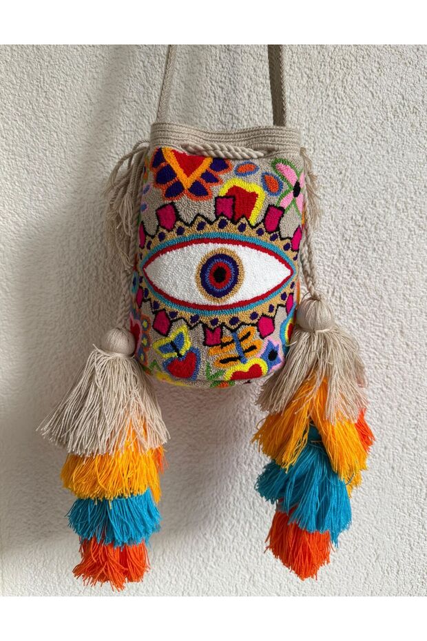 Ojo Wayuu Örgü Çanta