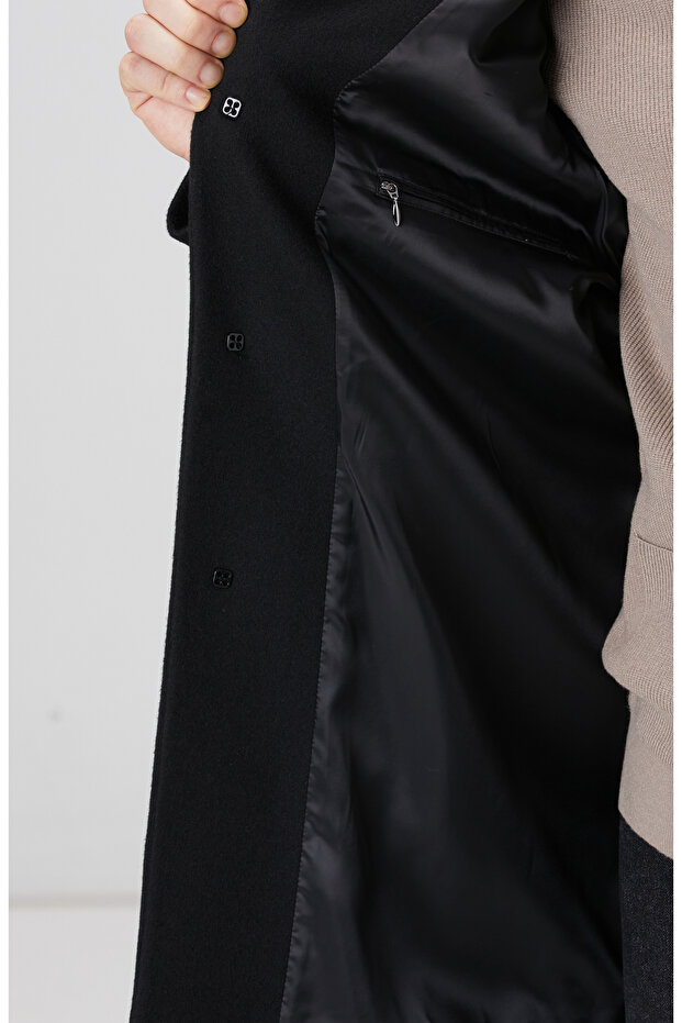 Siyah Yün Mix Palto - 8