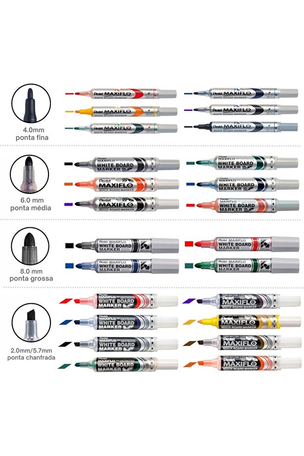 Maxiflo Chisel Tip White Board Marker, Red - 6