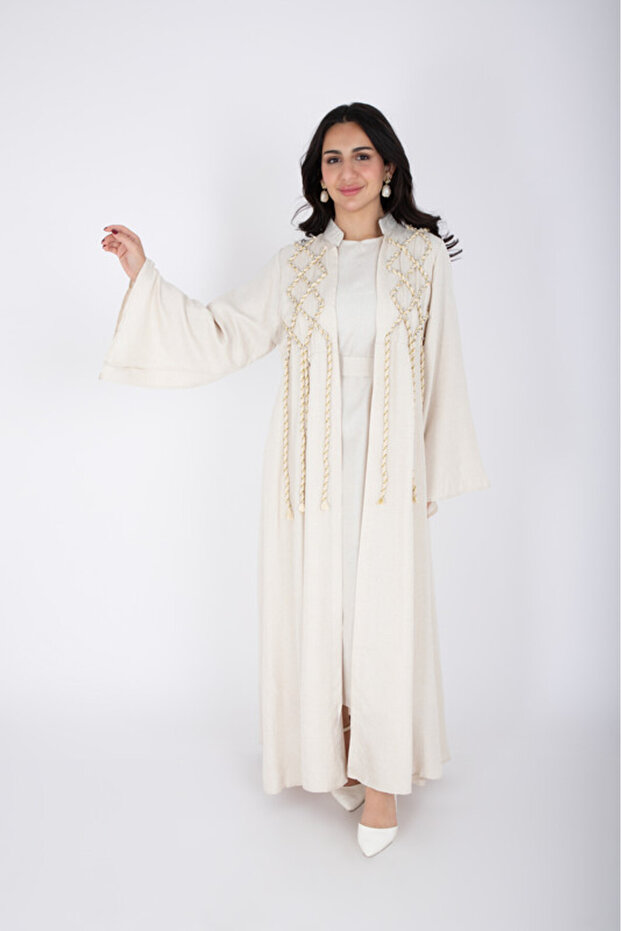 2 Piece Luxury Linen Rope Design Jalabiya