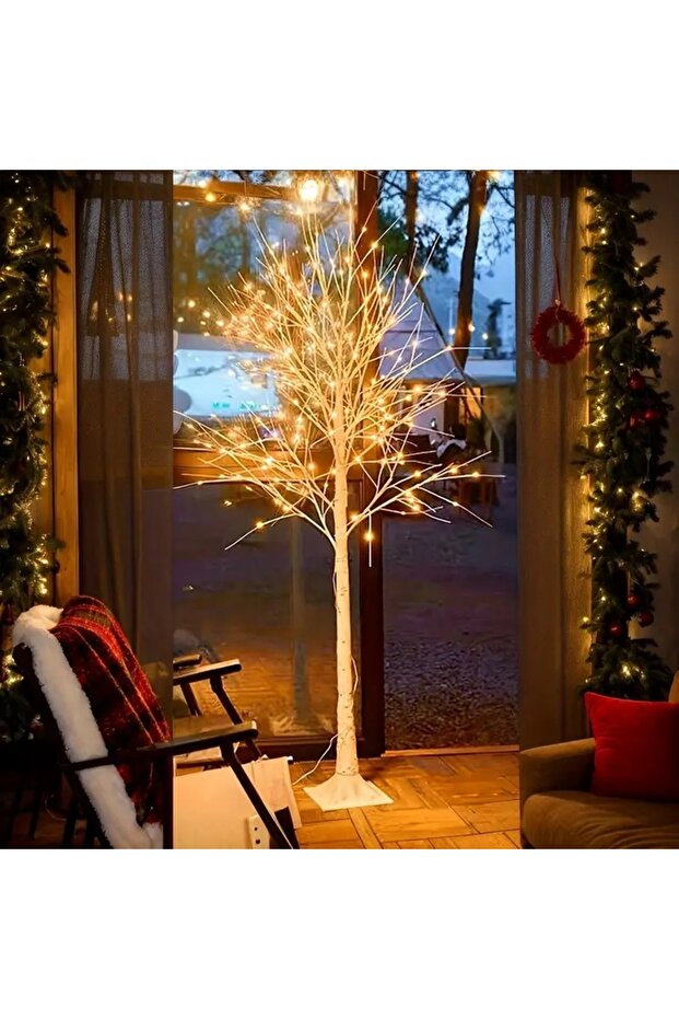 SD WORKS 1.2 Metre 64 Led'li Huş Ağacı Beyaz Led Işıklı Ağaç Lambader 120cm Birch Tree Light White