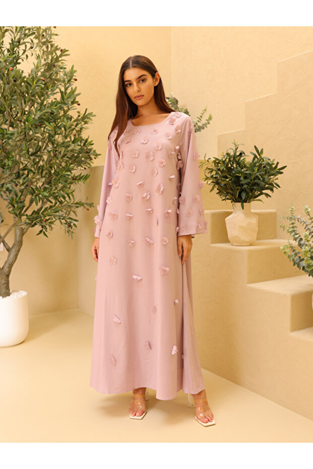 Solid 3D Flowers Elegant Jalabiya - 1