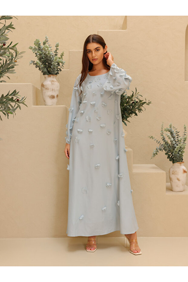 Solid 3D Flowers Elegant Jalabiya - 1