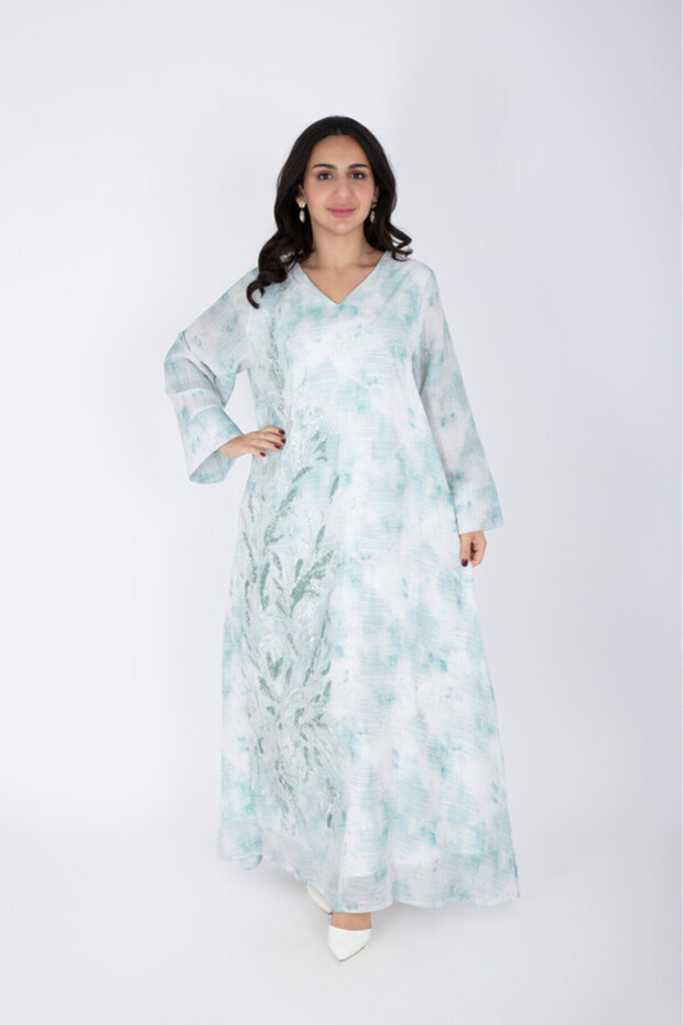 Delicate Design Crystal Embroidery Jalabiya