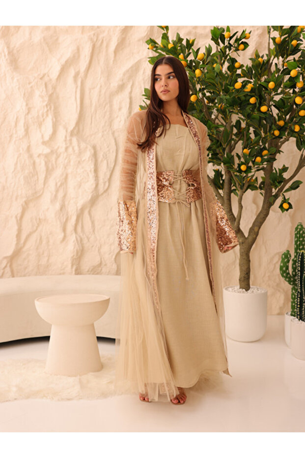 2 Piece Outfit Luxury Sequins Tulle Sleeves