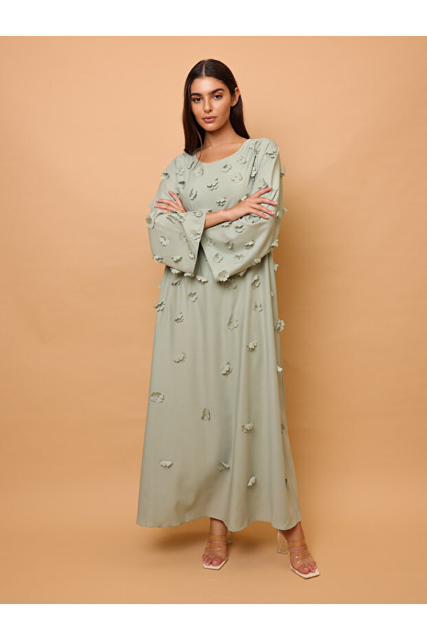 Solid 3D Flowers Elegant Jalabiya - 5