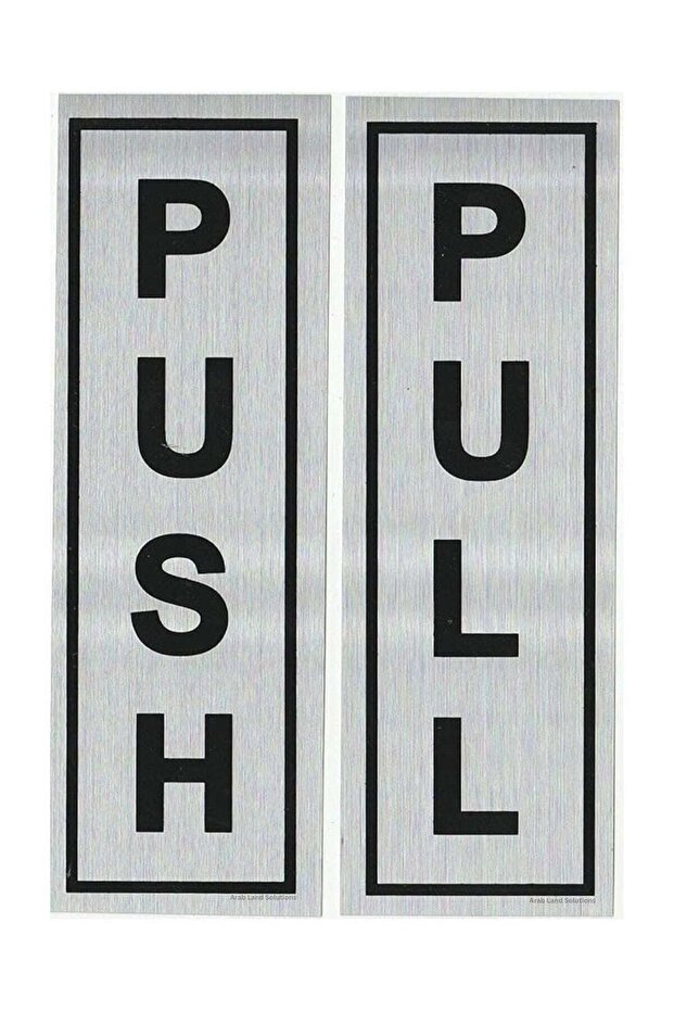 Push & Pull Sign Stickers - Self Adhesive (Silver/Black)