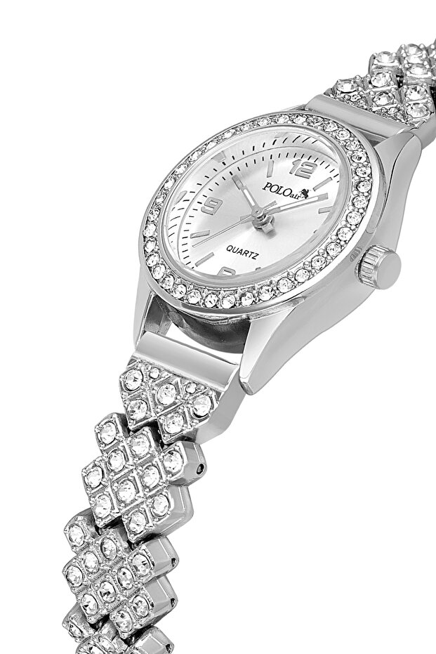 Luxury Stone Women's Wristwatch Silver Color Pl-1586B2X