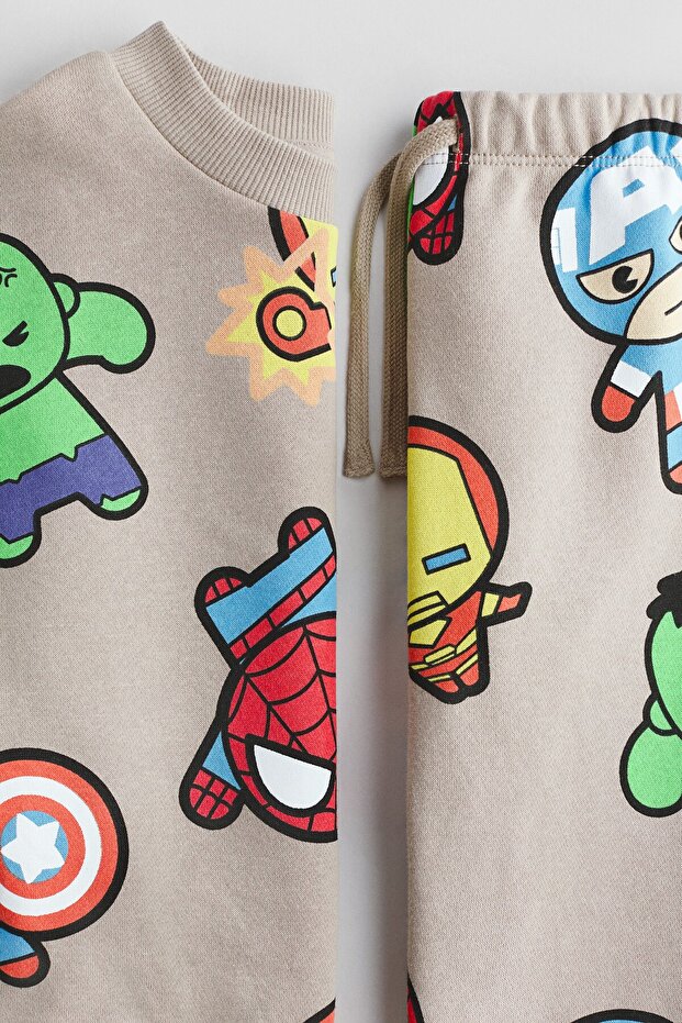 2 Parçalı Baskılı Sweatshirt Set - 2