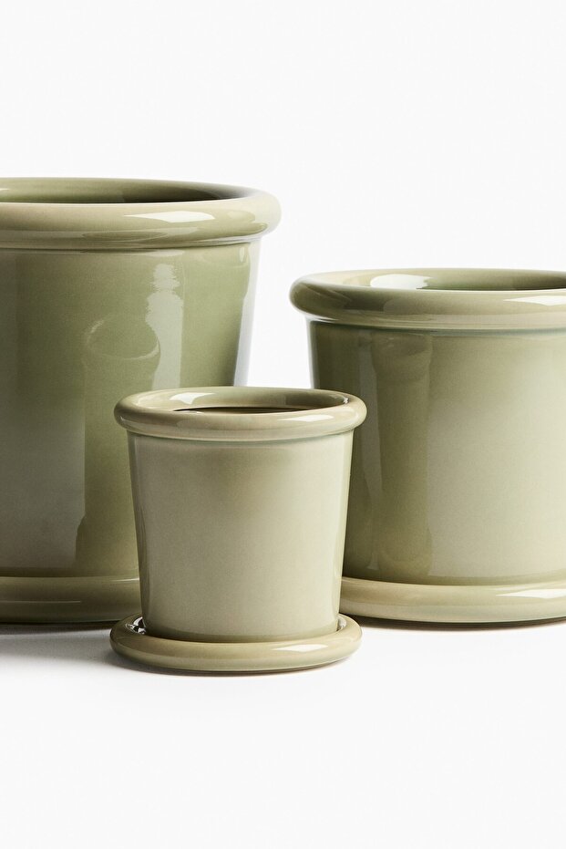 Altlıklı Stoneware Saksı - 3